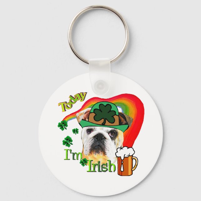 English Bulldog St Patricks Day Schlüsselanhänger (Vorderseite)