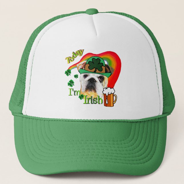 English Bulldog St Patricks Day Truckerkappe (Vorderseite)