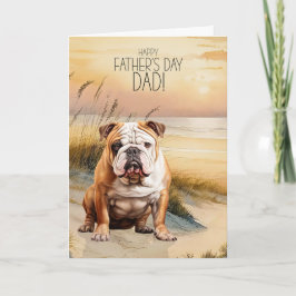 English Bulldog Sunset Beach Father's Day Feiertagskarte