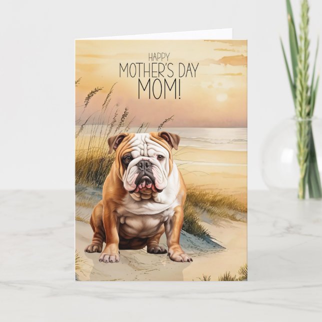 English Bulldog Sunset Beach Mother's Day Feiertagskarte (Vorderseite)