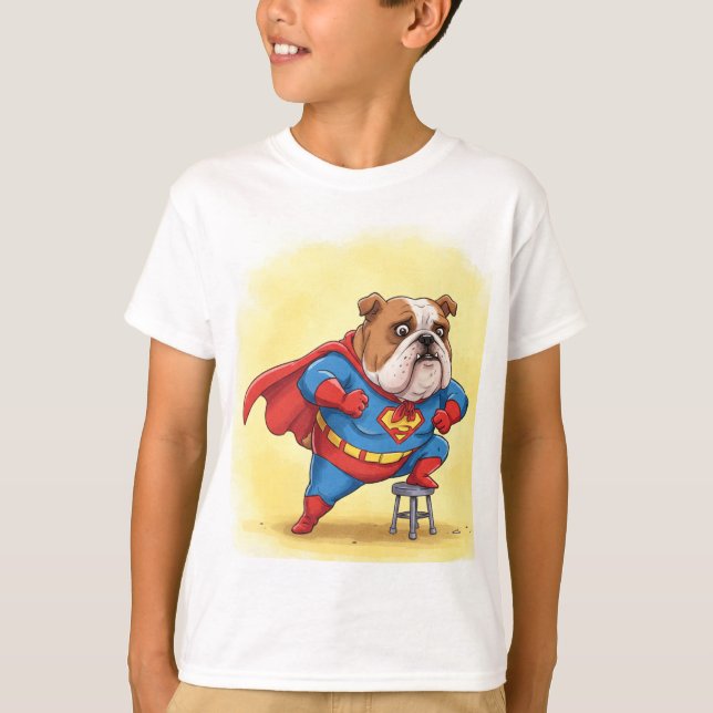 English Bulldog - Superhero von Natasha Us T-Shirt (Vorderseite)