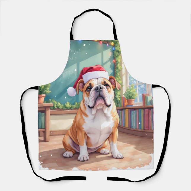 English Bulldog Teacher Classroom Santa Hat Schürze (Vorderseite)