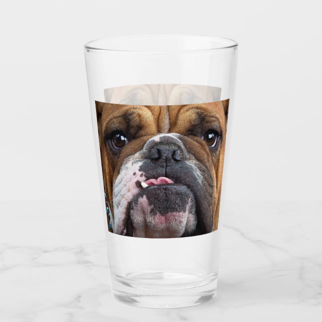 English Bulldog Throw Kissen Glas (Vorderseite)