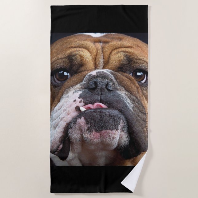 English Bulldog Throw Kissen Strandtuch (Vorderseite)