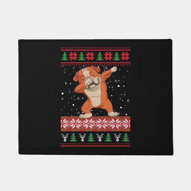 English Bulldog Ugly Christmas Sweater Fußmatte (Vorderseite)