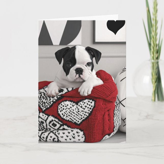 English Bulldog Valentine Card Dankeskarte (Vorderseite)