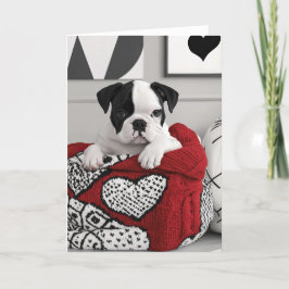 English Bulldog Valentine Card Dankeskarte