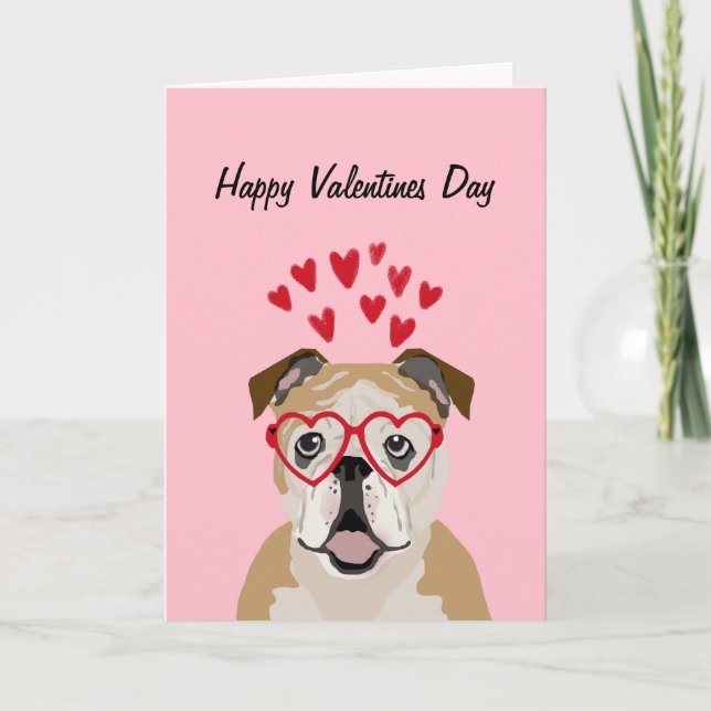 English Bulldog Valentines Liebe Card Feiertagskarte (Vorderseite)