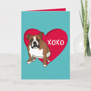 English Bulldog Valentinstag Dankeskarte