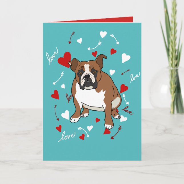 English Bulldog Valentinstag Feiertagskarte (Vorderseite)