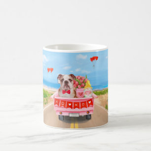 English Bulldog Valentinstag LKW Herzen Kaffeetasse