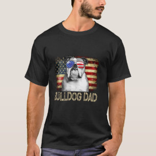 English Bulldog Vater American Flag 4. Juli Hund T-Shirt