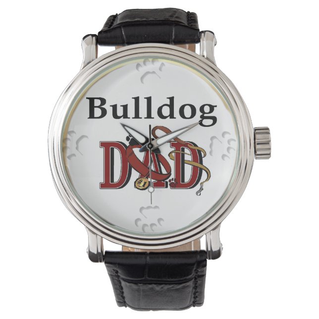 English Bulldog Vater Geschenke Armbanduhr (Vorderseite)
