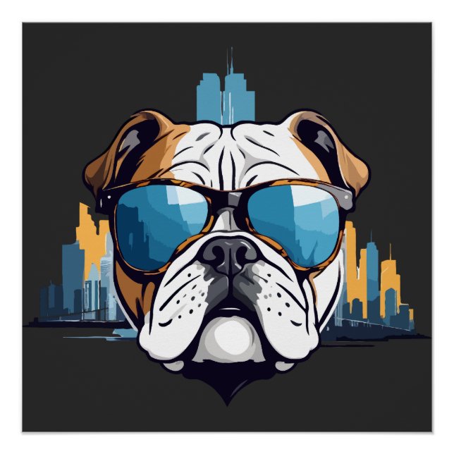 English Bulldog Vector Art Animal Modern Urban Hau Poster (Vorderseite)