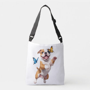 English Bulldog Vector Butterfly Fun Liebe Tragetaschen Mit Langen Trägern