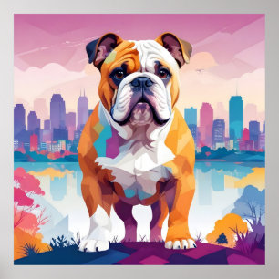 English Bulldog Vintag Animal Nature Environment Poster