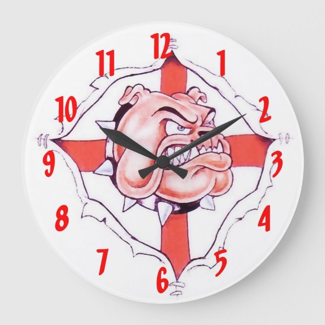English Bulldog Wall Clock Große Wanduhr (Vorderseite)