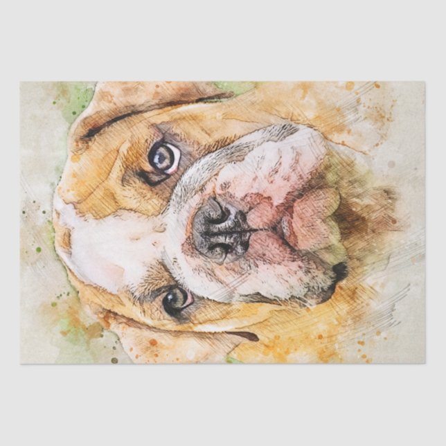 English Bulldog Watercolor Seidenpapier (Vorderseite)