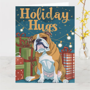 English Bulldog Weihnachtsgrüße Lichter Karte
