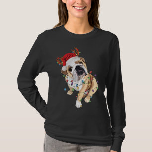 English Bulldog Weihnachtsmannmütze Reindeh Christ T-Shirt