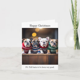 English Bulldog Welpen Weihnachtskarte Karte