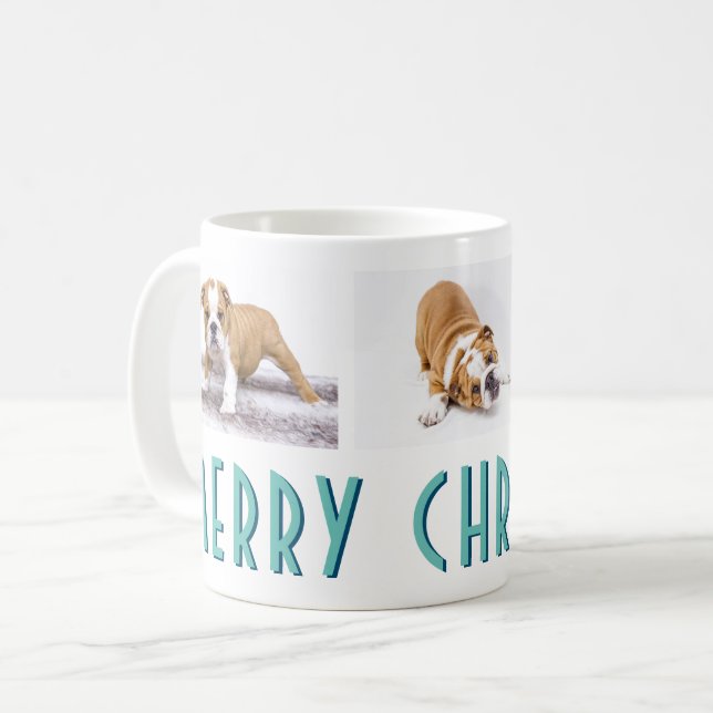 English Bulldog Welppy Foto Collage Dog Weihnachte Kaffeetasse (Vorderseite Links)