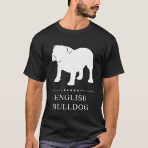 English Bulldog White Silhouette T-Shirt