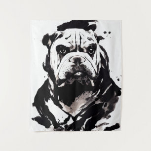 English Bulldog Wild Nature Free Spirit Art Brush Wandteppich