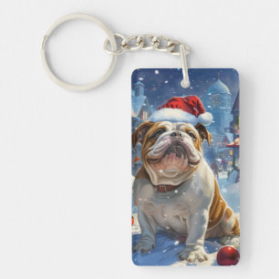 English Bulldog Winter Wonderland Weihnachtsfreude Schlüsselanhänger