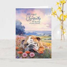 English Bulldog with Wildflowers Pet Sympathy Karte