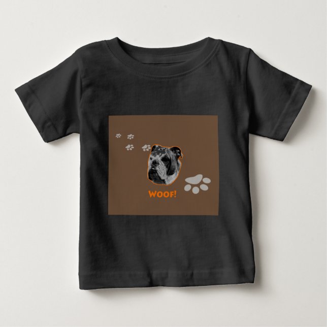 English Bulldog Woof Baby T-shirt (Vorderseite)