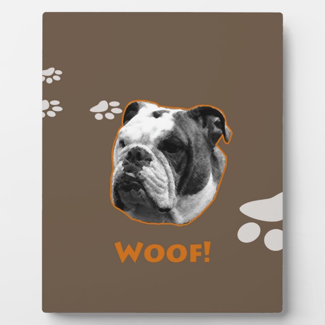English Bulldog Woof Fotoplatte (Vorderseite)