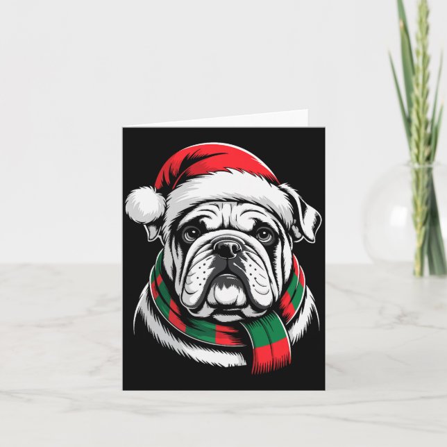 English Bulldog Xmas Santa Hat F Christmas Costume Karte (Vorderseite)