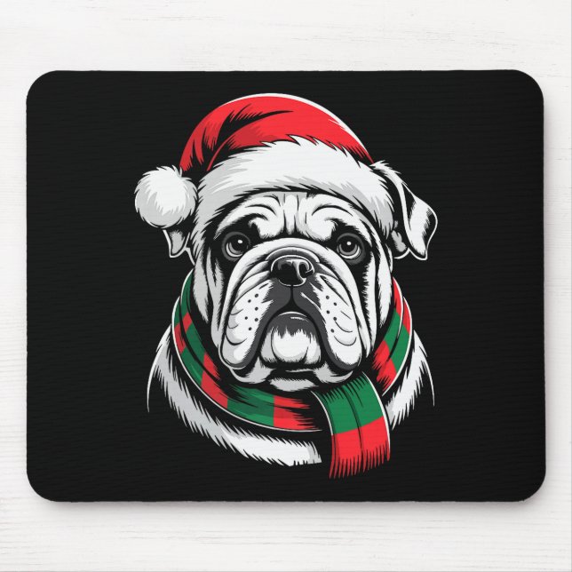 English Bulldog Xmas Santa Hat F Christmas Costume Mousepad (Vorne)