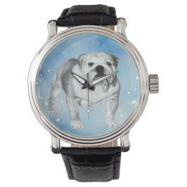English Bulldog zeichnend Armbanduhr