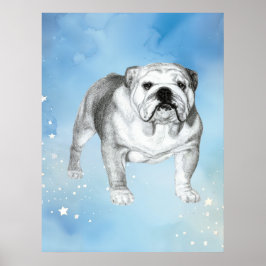 English Bulldog zeichnend Poster