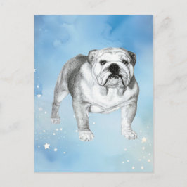 English Bulldog zeichnend Postkarte