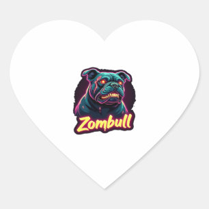 English Bulldog Zombie Dog Halloween Essential T-S Herz-Aufkleber