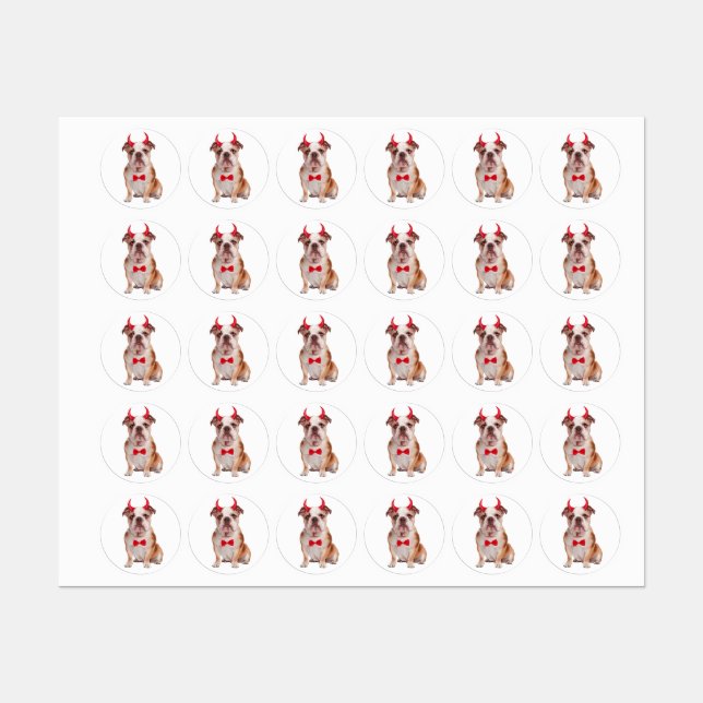 English Bulldog zu Halloween Etiketten (Blatt)