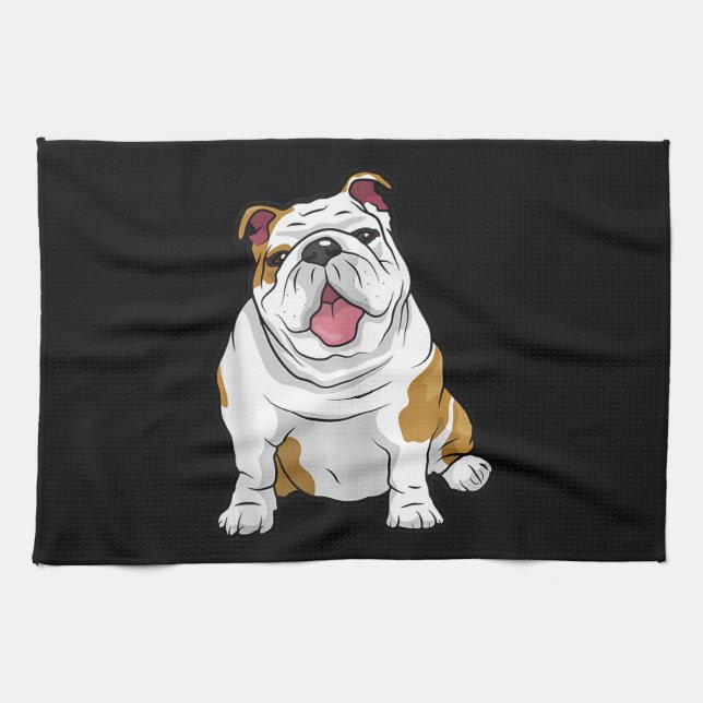 English Bulldogs Awesome Funny Bulldog Pups Dogs Geschirrtuch (Horizontal)