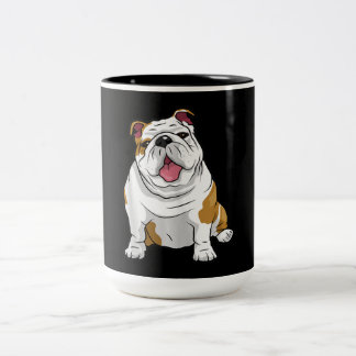 English Bulldogs Awesome Funny Bulldog Pups Dogs Zweifarbige Tasse