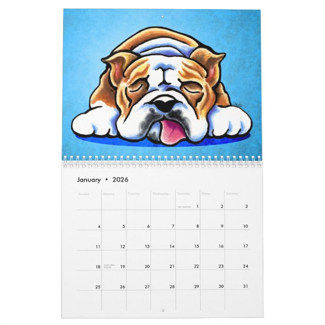 English Bulldogs Off Leash Art™ Vol 1 Kalender (Jan 2026)