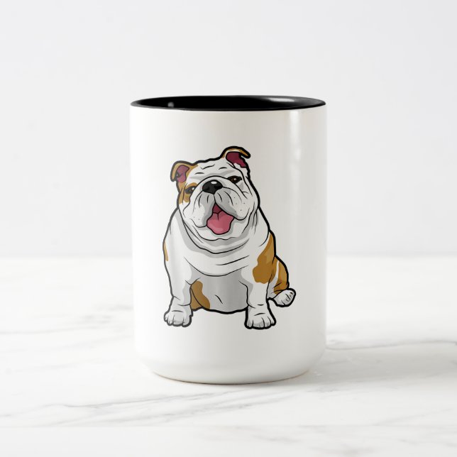 ENGLISH BULLDOGS Phantastisch Funny Bulldog Hunde  Zweifarbige Tasse (Mittel)