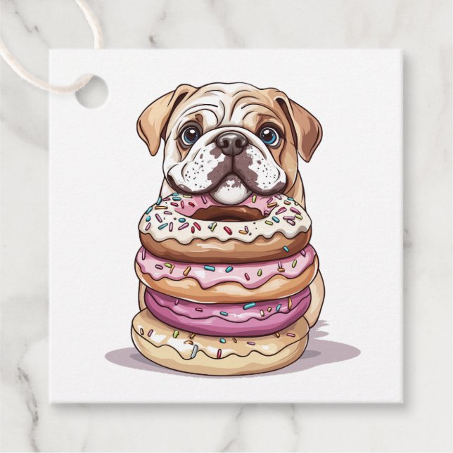 English Bulldogs Sprinkled Donuts Geschenkanhänger (Vorderseite)