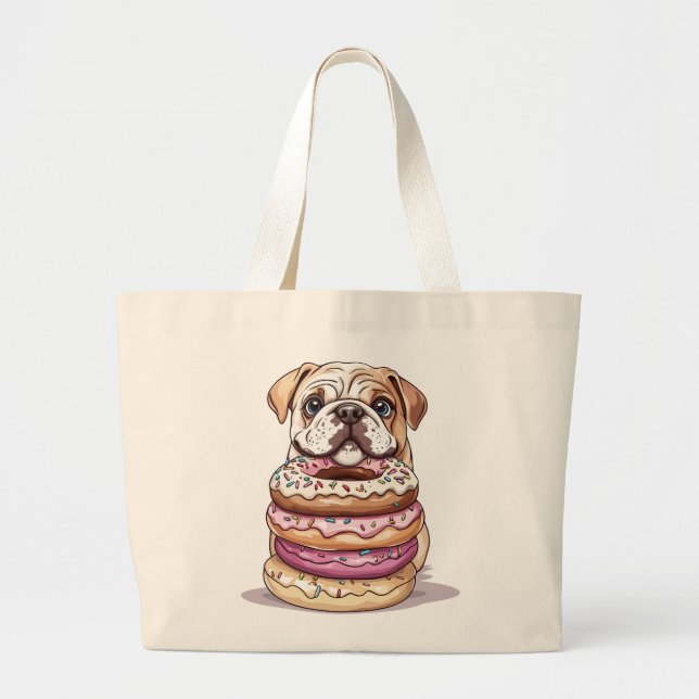 English Bulldogs Sprinkled Donuts Jumbo Stoffbeutel (Vorne)