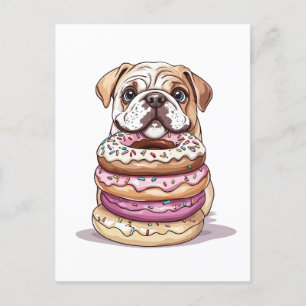 English Bulldogs Sprinkled Donuts Postkarte