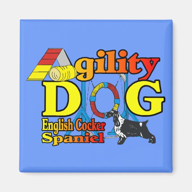 English Cocker Spanel Agility Geschenke Magnet (Vorne)