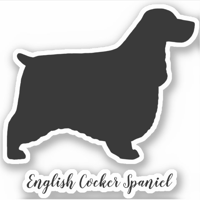 English Cocker Spanel Dog Silhouette Vinyl Aufkleber (Vorderseite)