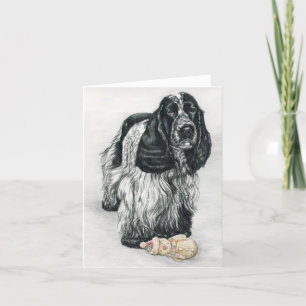 English Cocker Spanel Hund Art Note Card Karte