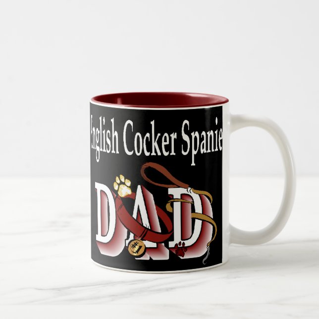 English Cocker Spanel VATER Geschenke Zweifarbige Tasse (Rechts)